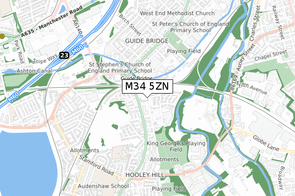 M34 5ZN map - small scale - OS Open Zoomstack (Ordnance Survey)