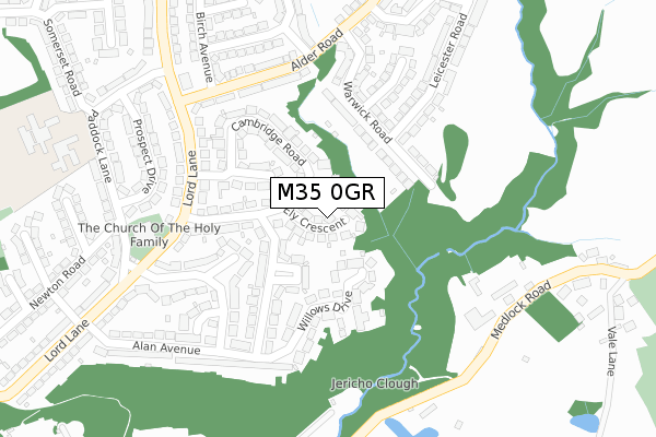 M35 0GR map - large scale - OS Open Zoomstack (Ordnance Survey)