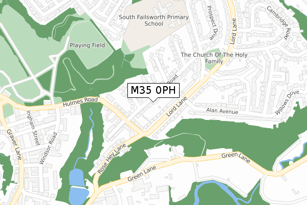 M35 0PH map - large scale - OS Open Zoomstack (Ordnance Survey)