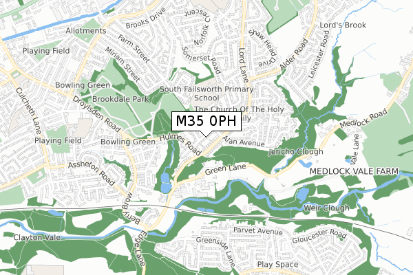 M35 0PH map - small scale - OS Open Zoomstack (Ordnance Survey)