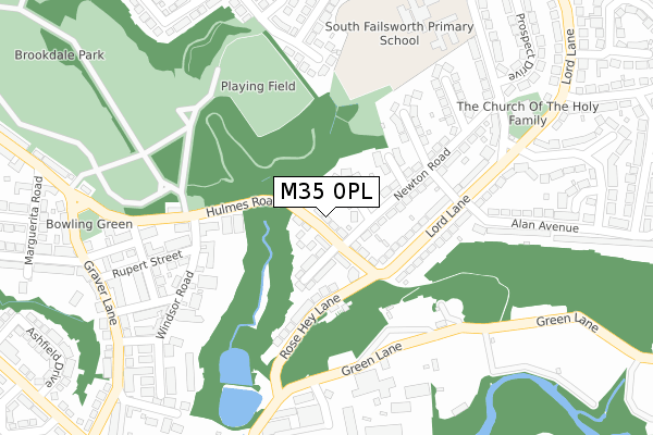 M35 0PL map - large scale - OS Open Zoomstack (Ordnance Survey)