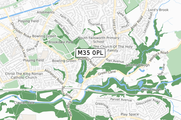 M35 0PL map - small scale - OS Open Zoomstack (Ordnance Survey)