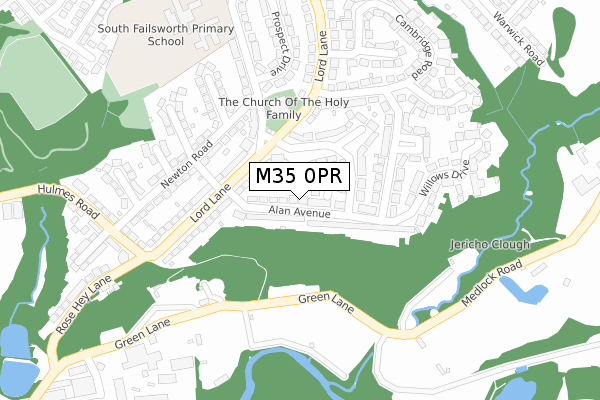 M35 0PR map - large scale - OS Open Zoomstack (Ordnance Survey)