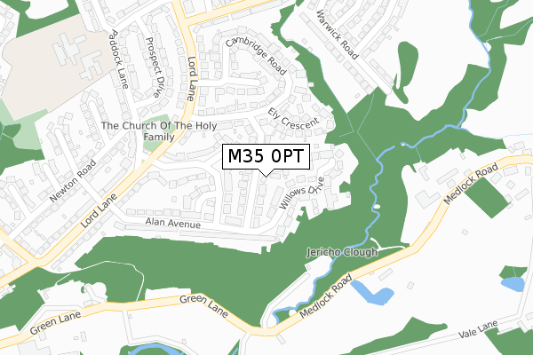 M35 0PT map - large scale - OS Open Zoomstack (Ordnance Survey)