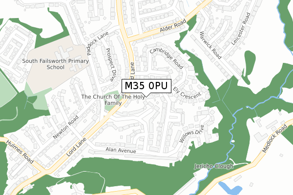 M35 0PU map - large scale - OS Open Zoomstack (Ordnance Survey)