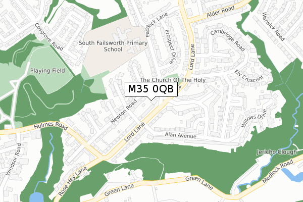 M35 0QB map - large scale - OS Open Zoomstack (Ordnance Survey)