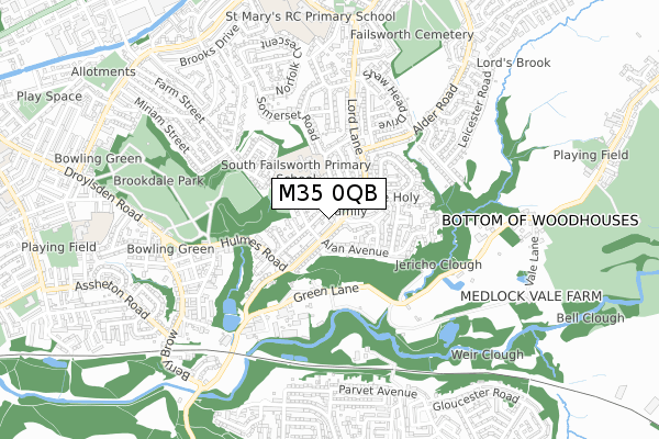 M35 0QB map - small scale - OS Open Zoomstack (Ordnance Survey)