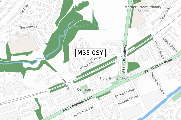 M35 0SY map - large scale - OS Open Zoomstack (Ordnance Survey)