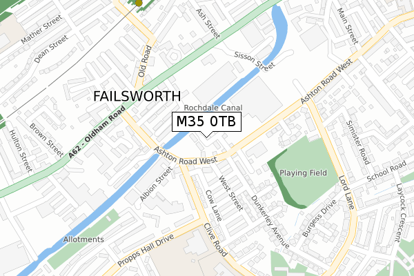 M35 0TB map - large scale - OS Open Zoomstack (Ordnance Survey)