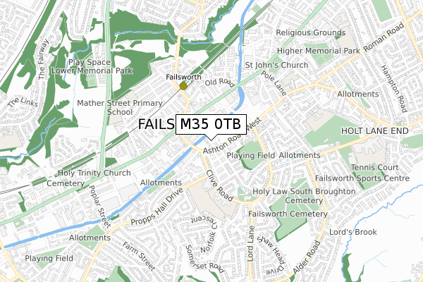 M35 0TB map - small scale - OS Open Zoomstack (Ordnance Survey)