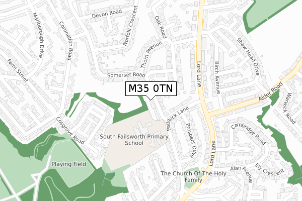 M35 0TN map - large scale - OS Open Zoomstack (Ordnance Survey)