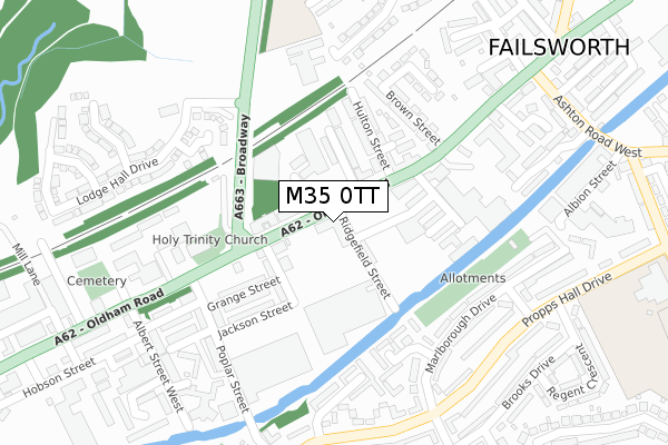 M35 0TT map - large scale - OS Open Zoomstack (Ordnance Survey)