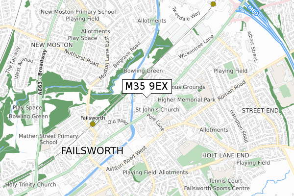 M35 9EX map - small scale - OS Open Zoomstack (Ordnance Survey)