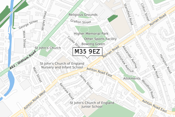 M35 9EZ map - large scale - OS Open Zoomstack (Ordnance Survey)