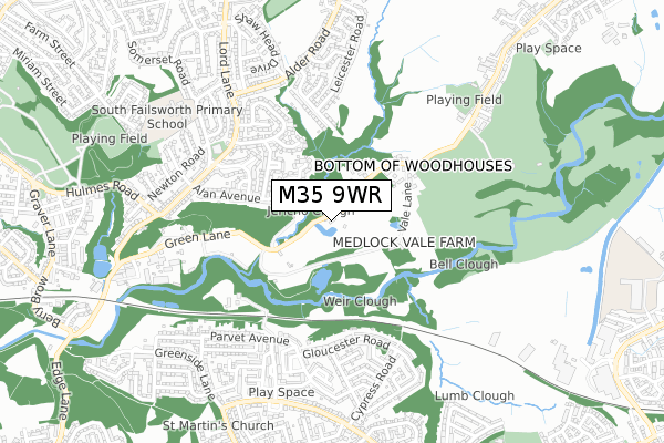 M35 9WR map - small scale - OS Open Zoomstack (Ordnance Survey)