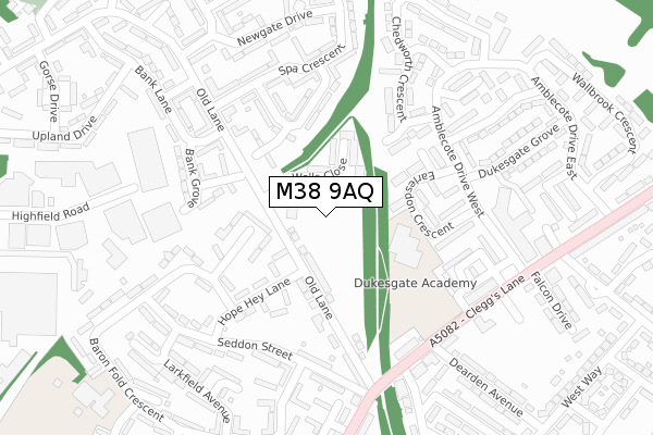 M38 9AQ map - large scale - OS Open Zoomstack (Ordnance Survey)