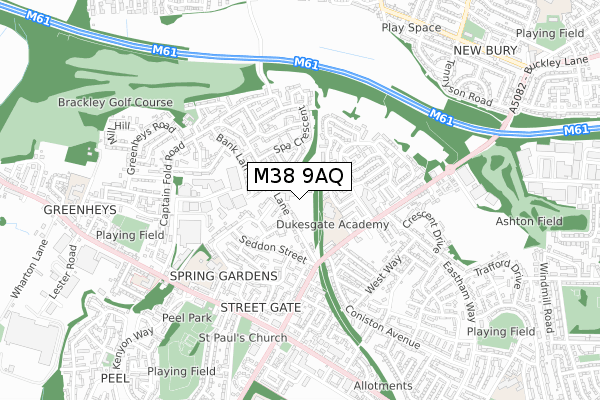 M38 9AQ map - small scale - OS Open Zoomstack (Ordnance Survey)