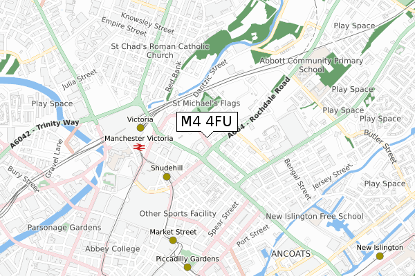 M4 4FU map - small scale - OS Open Zoomstack (Ordnance Survey)