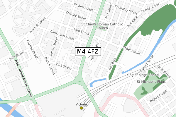 M4 4FZ map - large scale - OS Open Zoomstack (Ordnance Survey)