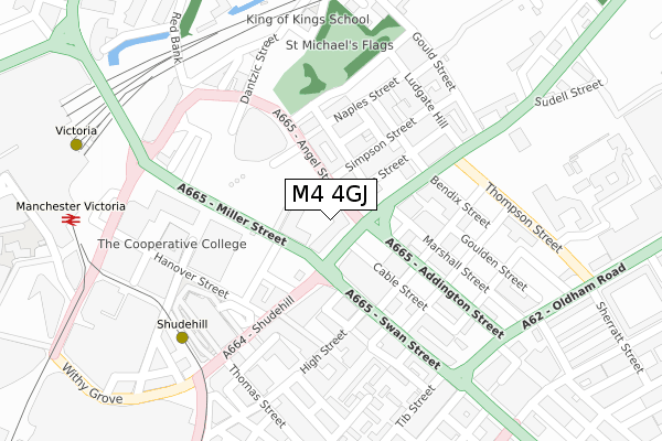 M4 4GJ map - large scale - OS Open Zoomstack (Ordnance Survey)