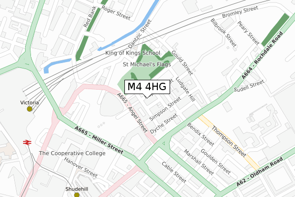 M4 4HG map - large scale - OS Open Zoomstack (Ordnance Survey)