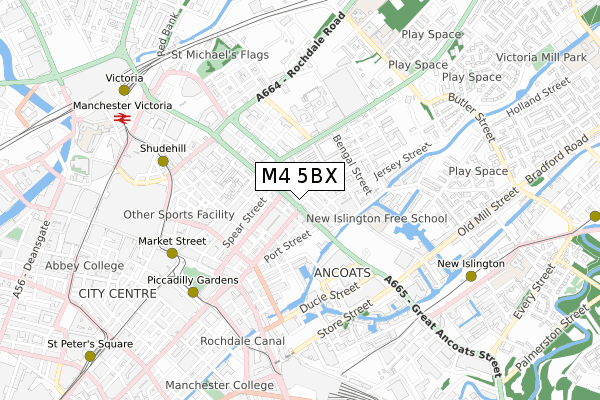 M4 5BX map - small scale - OS Open Zoomstack (Ordnance Survey)