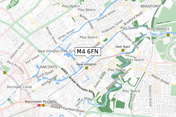 M4 6FN map - small scale - OS Open Zoomstack (Ordnance Survey)