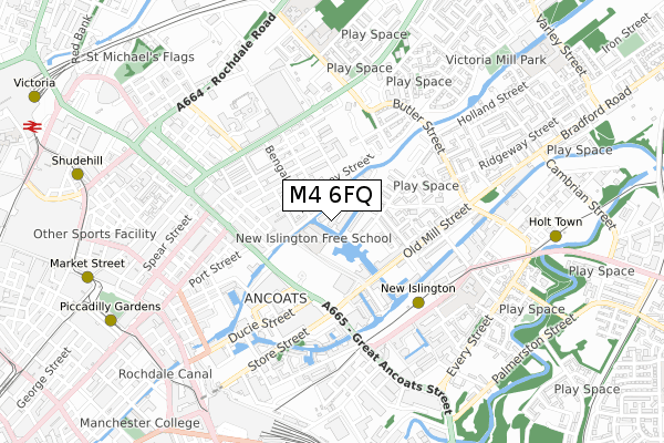 M4 6FQ map - small scale - OS Open Zoomstack (Ordnance Survey)