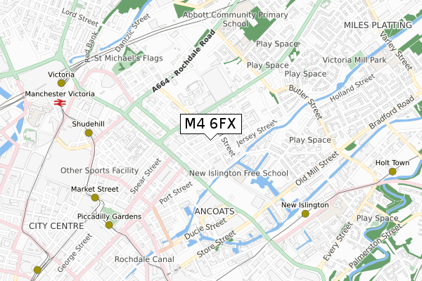 M4 6FX map - small scale - OS Open Zoomstack (Ordnance Survey)