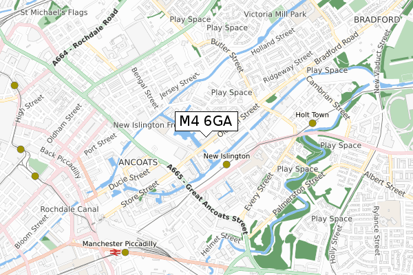 M4 6GA map - small scale - OS Open Zoomstack (Ordnance Survey)