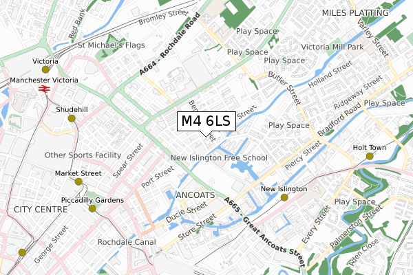 M4 6LS map - small scale - OS Open Zoomstack (Ordnance Survey)