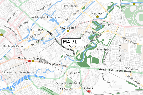 M4 7LT map - small scale - OS Open Zoomstack (Ordnance Survey)