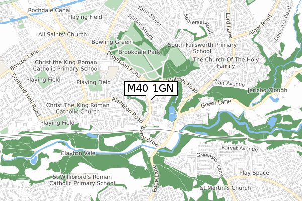 M40 1GN map - small scale - OS Open Zoomstack (Ordnance Survey)