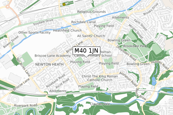 M40 1JN map - small scale - OS Open Zoomstack (Ordnance Survey)