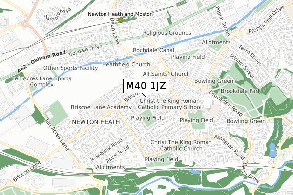 M40 1JZ map - small scale - OS Open Zoomstack (Ordnance Survey)