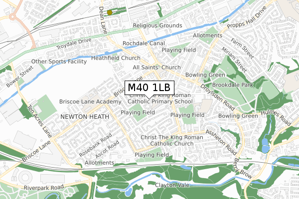 M40 1LB map - small scale - OS Open Zoomstack (Ordnance Survey)