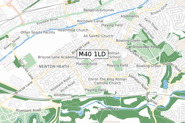 M40 1LD map - small scale - OS Open Zoomstack (Ordnance Survey)