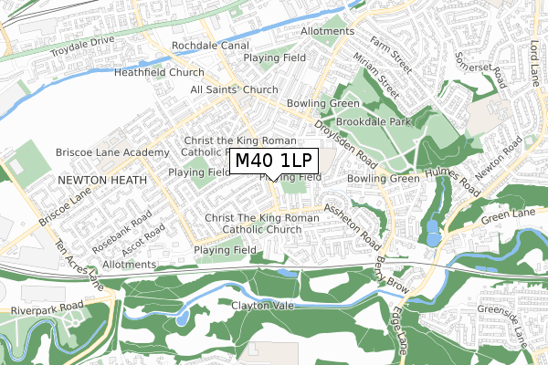 M40 1LP map - small scale - OS Open Zoomstack (Ordnance Survey)