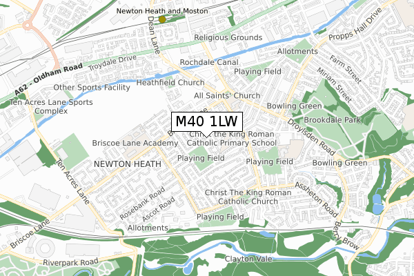 M40 1LW map - small scale - OS Open Zoomstack (Ordnance Survey)