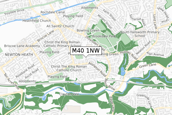 M40 1NW map - small scale - OS Open Zoomstack (Ordnance Survey)