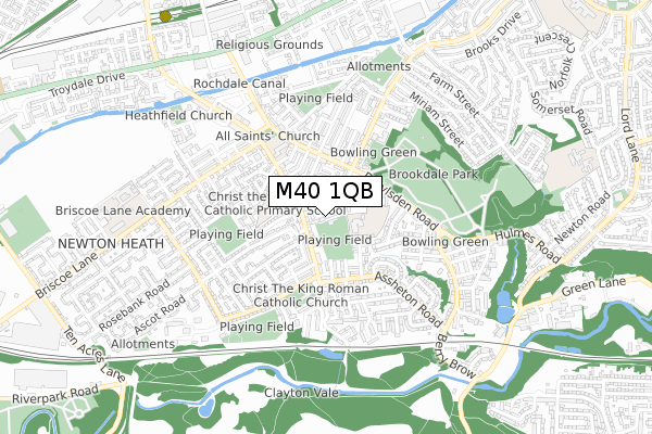 M40 1QB map - small scale - OS Open Zoomstack (Ordnance Survey)