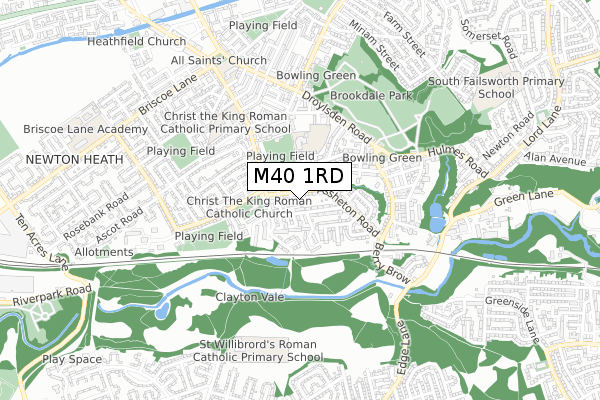 M40 1RD map - small scale - OS Open Zoomstack (Ordnance Survey)