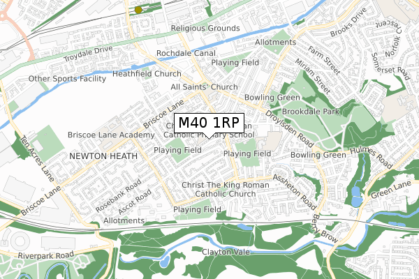 M40 1RP map - small scale - OS Open Zoomstack (Ordnance Survey)