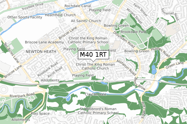 M40 1RT map - small scale - OS Open Zoomstack (Ordnance Survey)