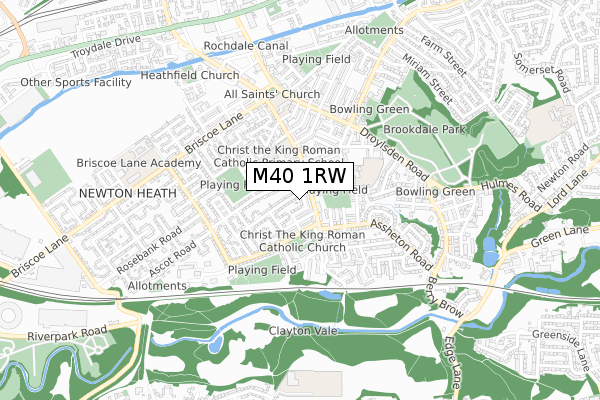 M40 1RW map - small scale - OS Open Zoomstack (Ordnance Survey)