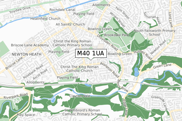 M40 1UA map - small scale - OS Open Zoomstack (Ordnance Survey)