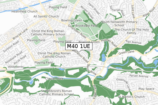 M40 1UE map - small scale - OS Open Zoomstack (Ordnance Survey)