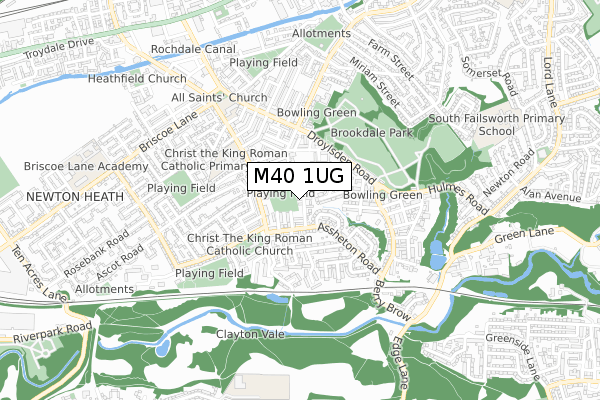 M40 1UG map - small scale - OS Open Zoomstack (Ordnance Survey)