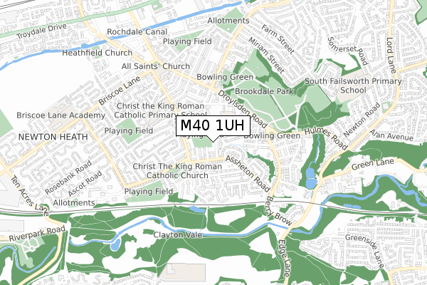 M40 1UH map - small scale - OS Open Zoomstack (Ordnance Survey)