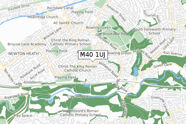 M40 1UJ map - small scale - OS Open Zoomstack (Ordnance Survey)